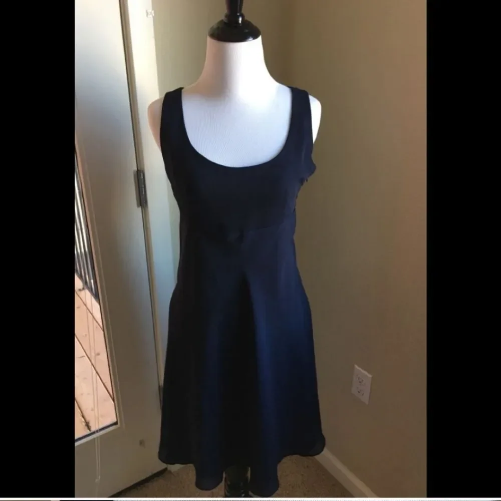 Club Monaco Deep Scoop Neck Empire Dress XS Navy